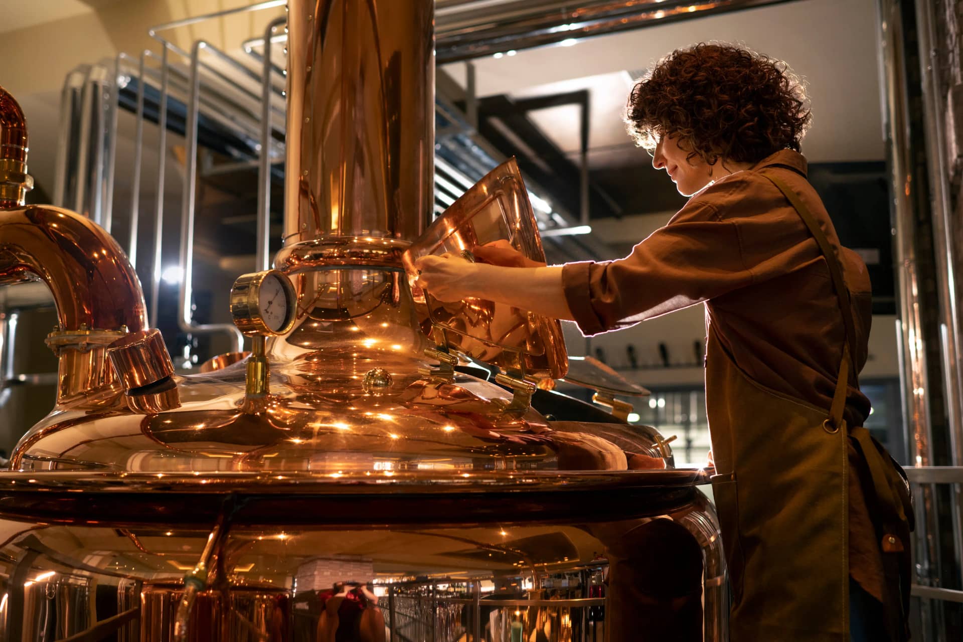 Engineer working in a brewery