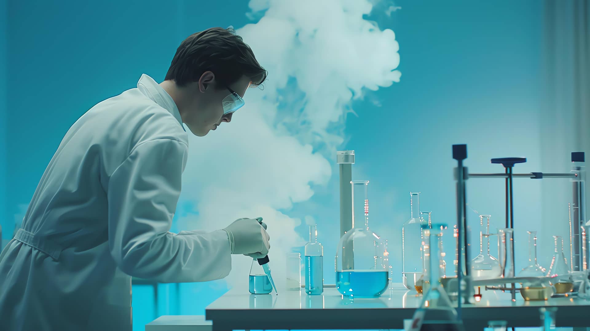 Scientist working with chemical samples in a laboratory