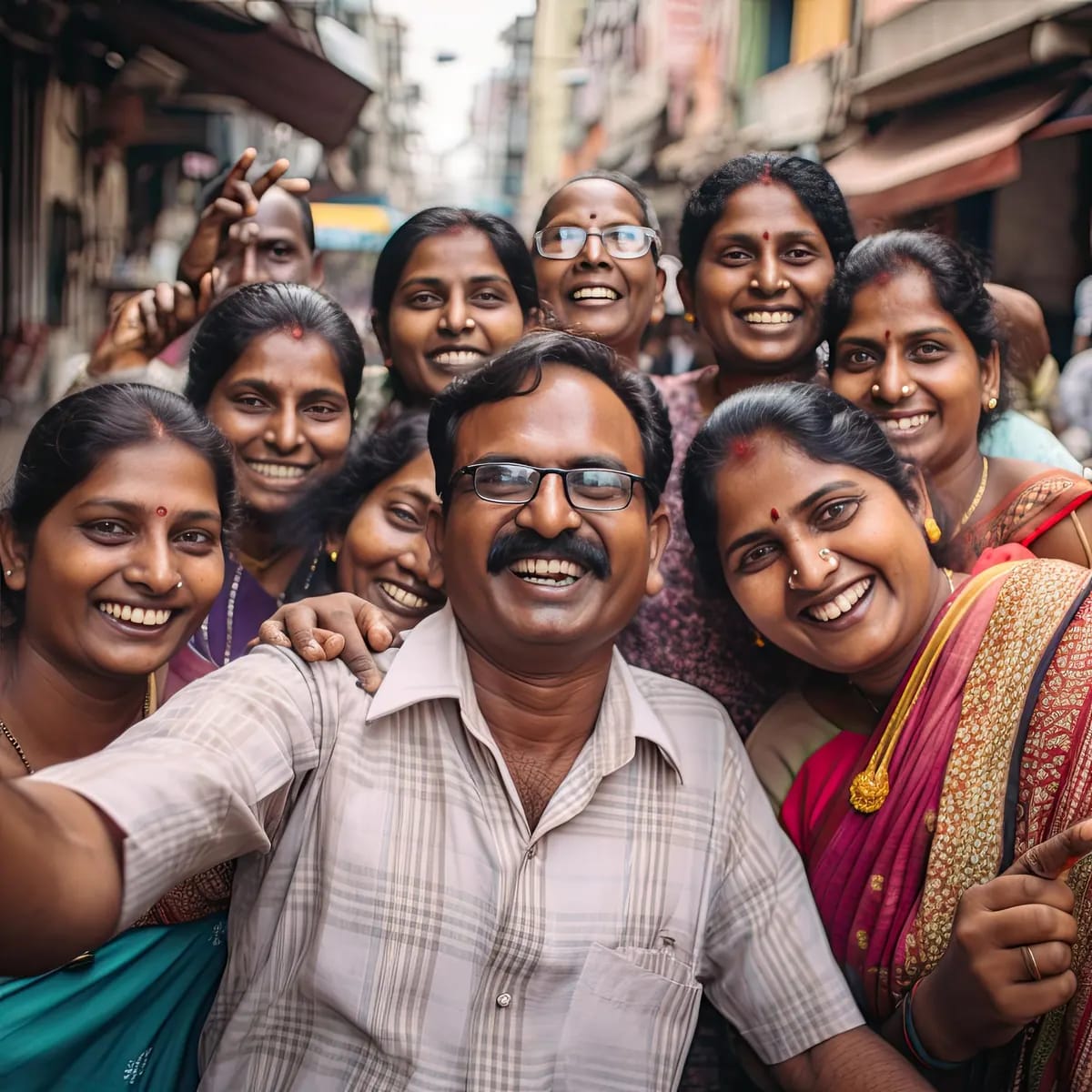 Community members smiling together outdoors
